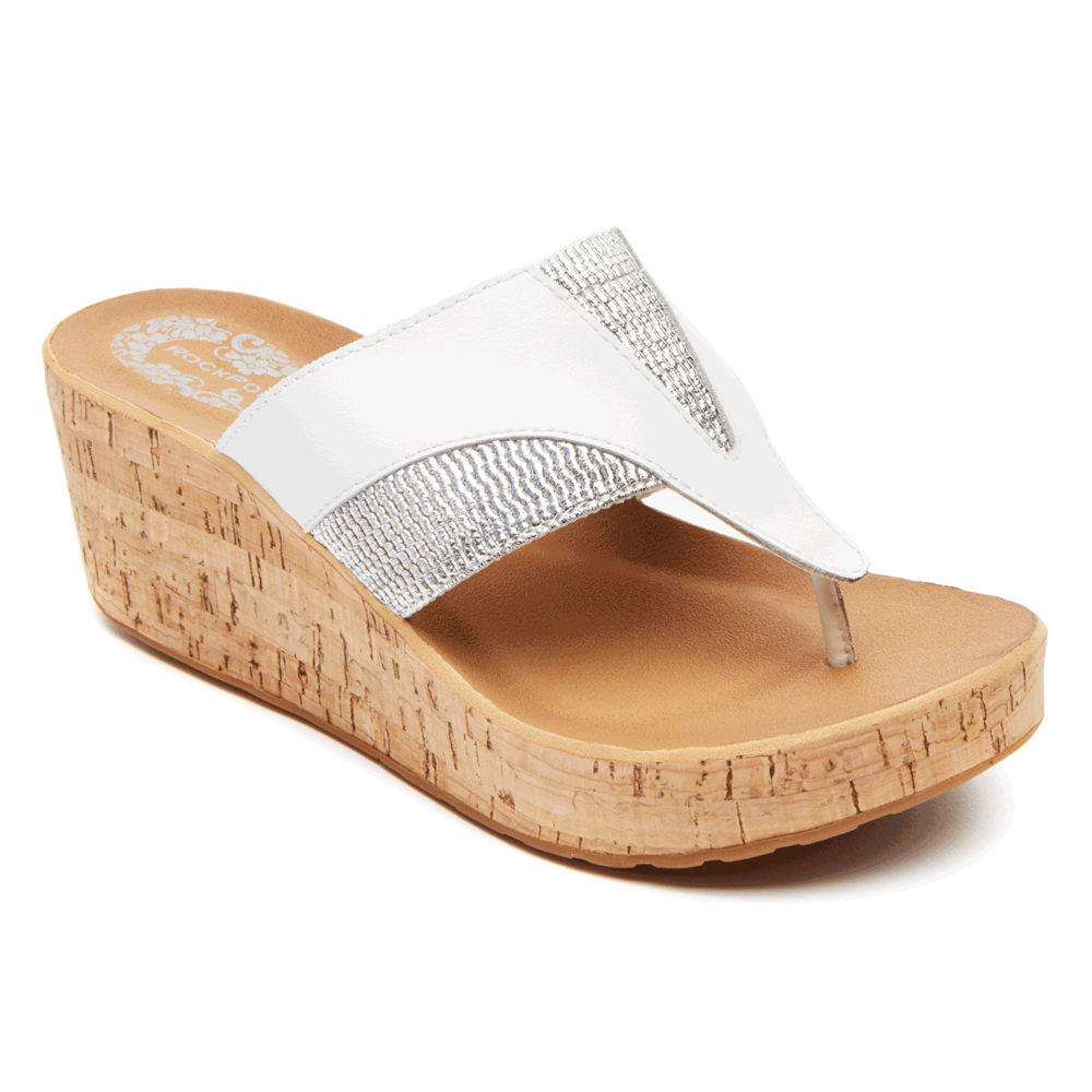 Rockport Wedges For Womens White - Weekend Casuals Lanea Gore Thong - XC9150326